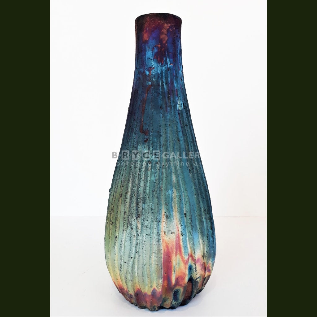 Raku Pottery Vessel Carved (#26) Craft & Gifts